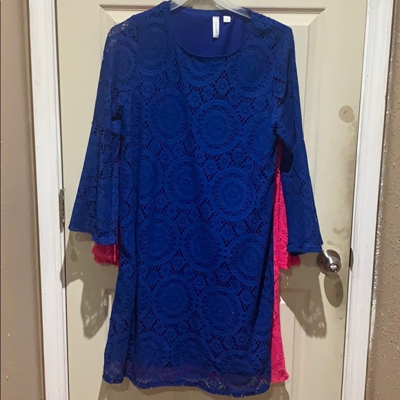Tacera Pink Lace Dress and cobalt blue lace dress - Picture 4 of 5
